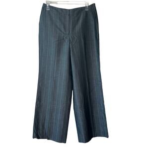 Talbots Trouser Pant Wool Blend Pinstripe Wide Leg Gray 10P Petite Office Career